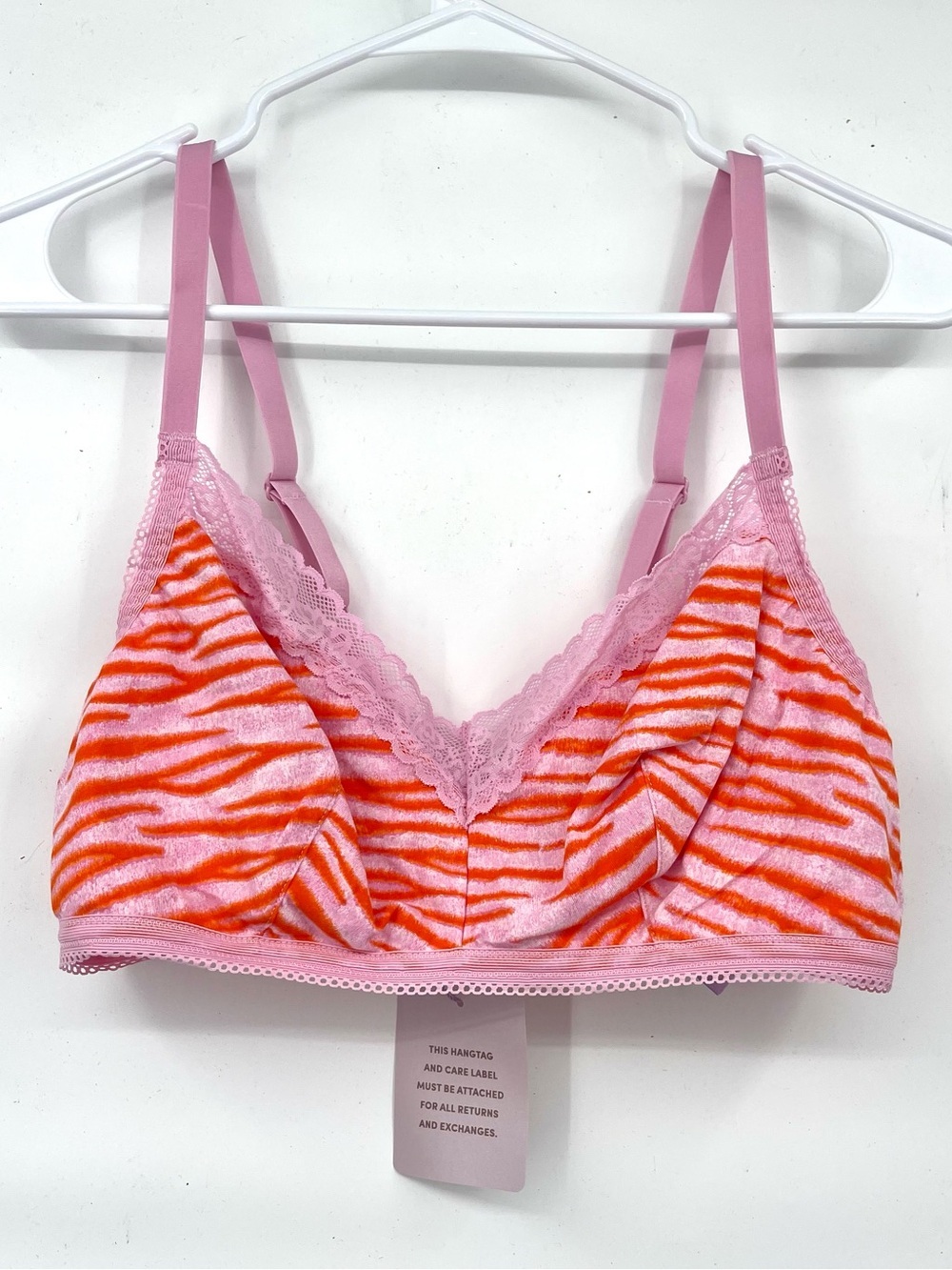 Savage Fenty NWT pink orange zebra stripe velour bra